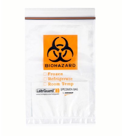 StatLab Medical Products Specimen Transport Bag with Document Pouch and Absorbent Pad Lab Guard® 6 X 9 Inch Zip Closure Biohazard Symbol / Storage Instructions NonSterile - Case of 1000 - BGT0609/WP-CS