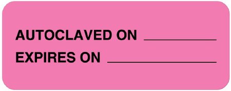 United Ad Label Pre-Printed Label UAL™ Auxiliary Label Pink Paper AUTOCLAVED ON ______ / EXPIRES ON ______ Black Quality Control Label 7/8 X 2-1/4 Inch - Roll of 1 - ULSD126-RL