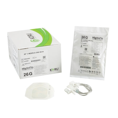 KORU Medical Systems Sub-Q Infusion Set HIgH-Flo™3 3 X 26 Gauge 6 mm 20 Inch Tubing Without Port - Box of 10 - RMS32606-BX