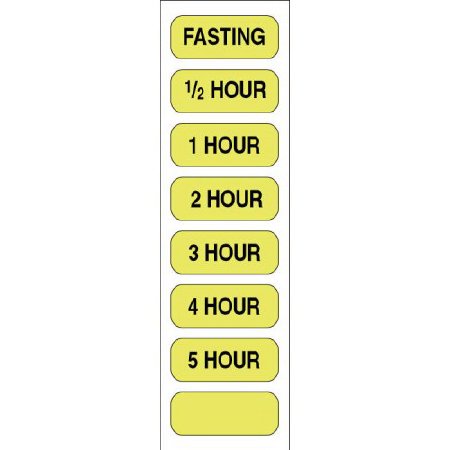 Precision Dynamics Pre-Printed Label Advisory Label Fluorescent Yellow Paper Fasting/1/2 Hour/1 Hour/2 Hour/3 Hour/4 Hour/5 Hour Black Safety and Instructional 1/2 X 1-1/4 Inch - Pack of 100 - 59707939-PK