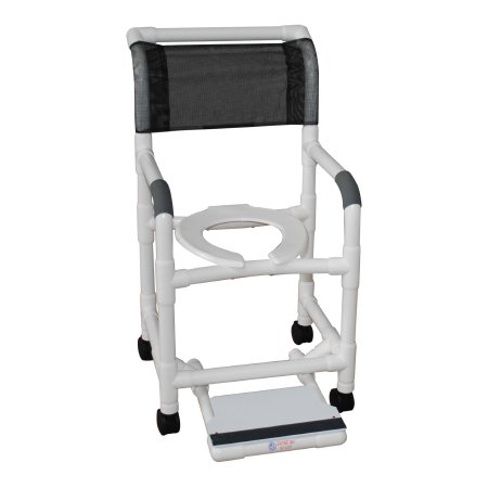 MJM International Shower Chair MJM International Fixed Arms PVC Frame Mesh Backrest with Pushbar 300 lbs. Weight Capacity - Each - 118-3-SF-EA