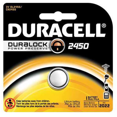 Duracell Lithium Battery Duracell® CR2450 Coin Cell 3V Disposable 1 Pack - Case of 36 - DL2450BPK-CS