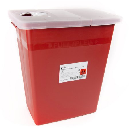 McKesson Sharps Container McKesson Prevent® Red Base 13-3/4 W X 13-3/4 D X 14 H Inch Horizontal / Vertical Entry 8 Gallon - Case of 10 - 80-8705-CS