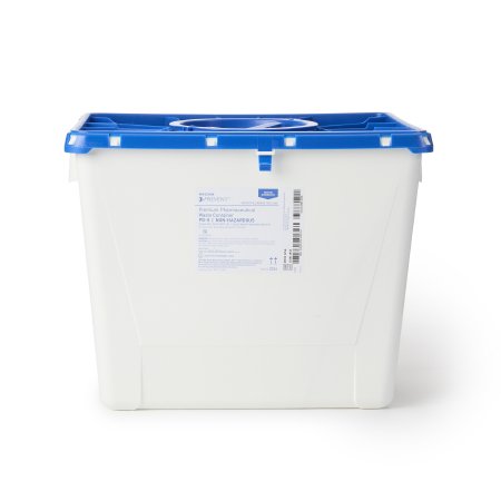McKesson Pharmaceutical Waste Container McKesson Prevent® White Base 13-1/2 H X 17-3/10 W X 13 L Inch Vertical Entry 8 Gallon - Case of 9 - 2256-CS