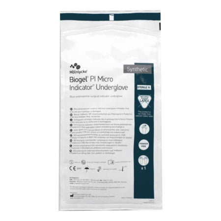 Molnlycke Surgical Underglove Biogel® PI Micro Indicator® Underglove Size 5.5 Sterile Polyisoprene Standard Cuff Length Smooth Blue Chemo Tested - Case of 4 - 48955-CS