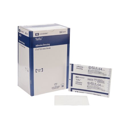 Cardinal Adhesive Dressing Telfa™ 2 X 3 Inch Film / Cotton Rectangle White Sterile - Case of 2400 - 6017-CS