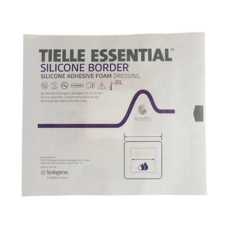 3M Systagenix/KCI Foam Dressing TIELLE ESSENTIAL™ 4 X 4 Inch With Border Without Film Backing Silicone Face and Border Square Sterile - Each - TLESB1010U-EA