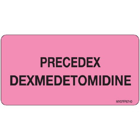 Precision Dynamics Drug Label MedVision® Anesthesia Label Precedex Dexmedetomidine Pink 1-1/2 X 2-15/16 Inch - Roll of 1 - MV07FP8740-RL