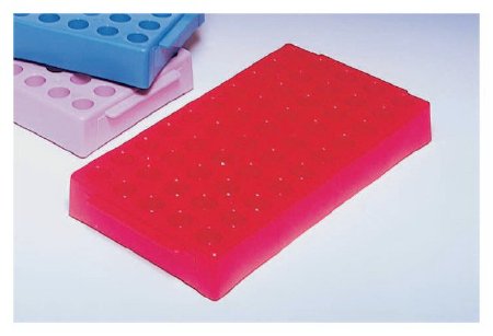 Fisher Scientific Cryogenic Vial Cryogenic Rack Fisherbrand™ Cryovial™ 50 Place 0.5 to 2 mL Tube Size Red 1 X 4 X 8 Inch - Case of 4 - 0566945-CS