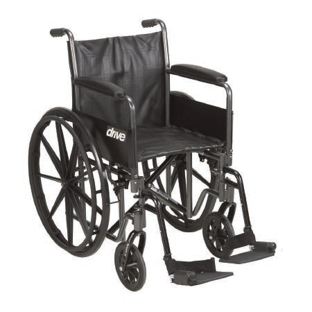 Drive Medical Wheelchair drive™ Silver Sport 2 Dual Axle Desk Length Arm Swing-Away Footrest Black Upholstery 20 Inch Seat Width Adult 350 lbs. Weight Capacity - Each - SSP220DFA-SF-EA