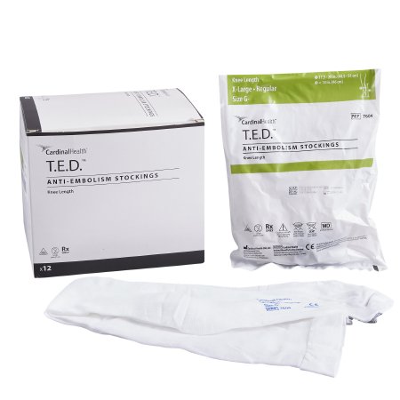 Cardinal Anti-embolism Stocking T.E.D.™ Knee High X-Large / Regular White Inspection Toe - Pair - 7604-PR
