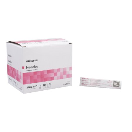 McKesson Hypodermic Needle McKesson 1-1/2 Inch Length 18 Gauge Thin Wall Without Safety - Case of 1000 - 16-N18105-CS