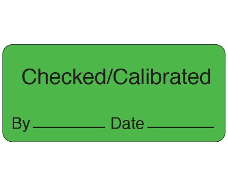 Shamrock Scientific Pre-Printed Label Shamrock Advisory Label Green Superstick Checked/Calibrated / By _____ Date _____ Black Quality Control Label 1 X 2-1/4 Inch - Roll of 1 - ME-11-3-RL