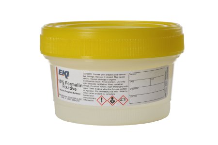 EK Industries Inc Prefilled Formalin Container Quickfix™ 125 mL Fill in 250 mL (8.5 oz.) Screw Cap Warning Label / Storage Instructions NonSterile - Case of 24 - 24499-24X250ML-CS