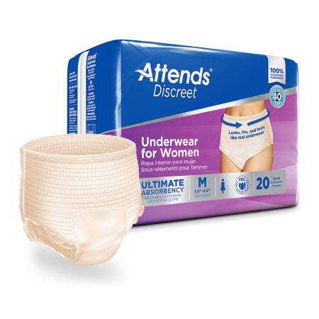 Attends Healthcare Products Female Adult Absorbent Underwear Attends® Discreet Pull On with Tear Away Seams Medium Disposable Heavy Absorbency - Case of 80 - ADUF20-CS
