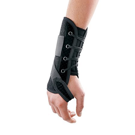 Breg Wrist Brace Breg® Wrist Lacer Aluminum / Felt / Suede Left Hand Black X-Large - Each - 10385-EA