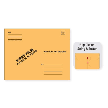 Precision Dynamics X-Ray Film Mailer 15 X 18 Inch, 28# Brownkraft, With String and Button Open End With Black Print - Case of 50 - FMSB03-CS