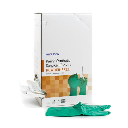 McKesson Surgical Glove McKesson Perry® Performance Plus Size 7 Sterile Polychloroprene Standard Cuff Length Smooth Dark Green Chemo Tested - Box of 50 - 20-2570N-BX