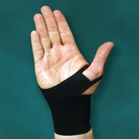 Patterson Medical Supply Wrist Support with Thumb Loop AmbiBand Low Profile Elastic Left or Right Hand Black One Size Fits Most - Each - 081540343-EA