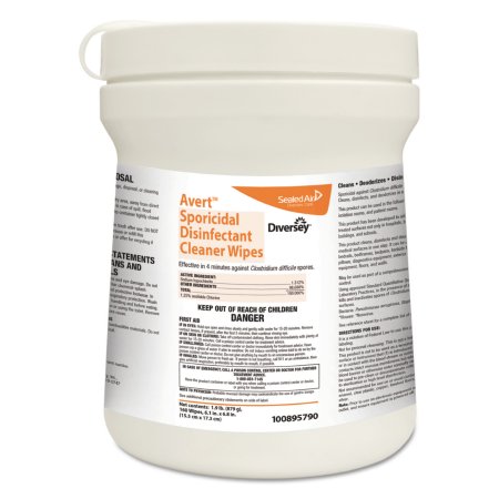 Lagasse Diversey™ Avert™ Surface Disinfectant Cleaner Premoistened Manual Pull Wipe 160 Count Canister Chlorine Scent NonSterile - CT/160 - DVO100895790-CT