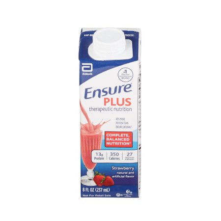 Abbott Nutrition Oral Supplement Ensure® Plus Therapeutic Nutrition Strawberry Flavor Liquid 8 oz. Reclosable Carton - Each - 64907-EA