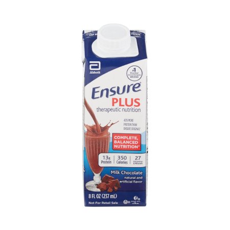 Abbott Nutrition Oral Supplement Ensure® Plus Therapeutic Nutrition Milk Chocolate Flavor Liquid 8 oz. Reclosable Carton - Case of 24 - 64911-CS
