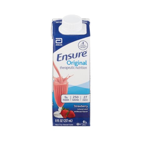 Abbott Nutrition Oral Supplement Ensure® Original Therapeutic Nutrition Shake Strawberry Flavor Liquid 8 oz. Reclosable Carton - Case of 24 - 64933-CS