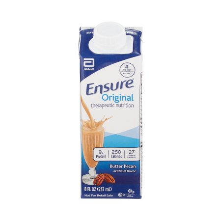 Abbott Nutrition Oral Supplement Ensure® Original Therapeutic Nutrition Shake Butter Pecan Flavor Liquid 8 oz. Reclosable Carton - Case of 24 - 64935-CS