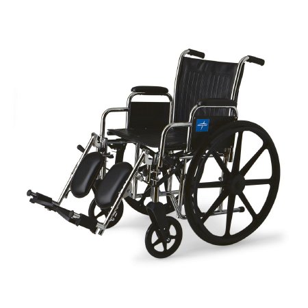 Medline Wheelchair Excel 2000 Extra Wide Dual Axle Desk Length Arm Elevating Legrest Black Upholstery 20 Inch Seat Width Adult 300 lbs. Weight Capacity - Each - MDS806450-EA