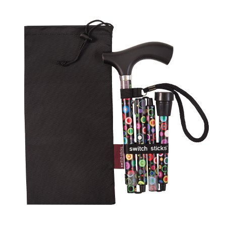 Mabis Healthcare Folding Cane Switch Sticks® Aluminum 32 to 37 Inch Height Bubbles Print - Each - 502-2000-5100-EA