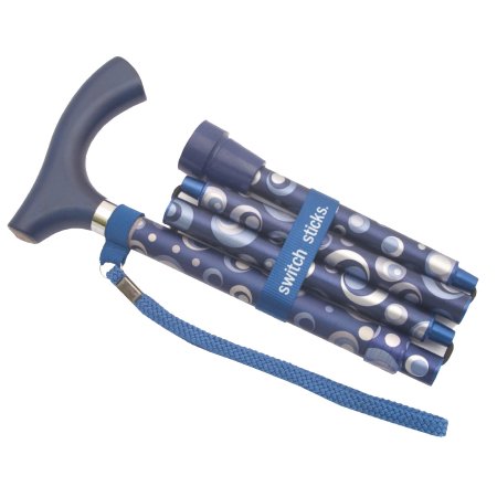 Mabis Healthcare Folding Cane Switch Sticks® Aluminum 32 to 37 Inch Height Ocean Print - Each - 502-2000-5106-EA
