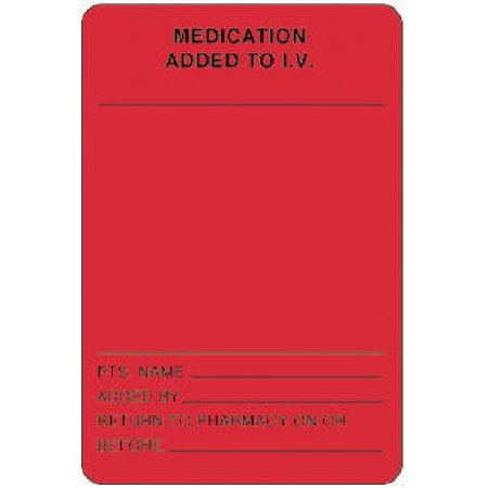 Precision Dynamics Pre-Printed Label Anesthesia Label Red Paper Medication to IV Black Medication Instruction 2 X 3 Inch - Roll of 500 - 59704607-RL