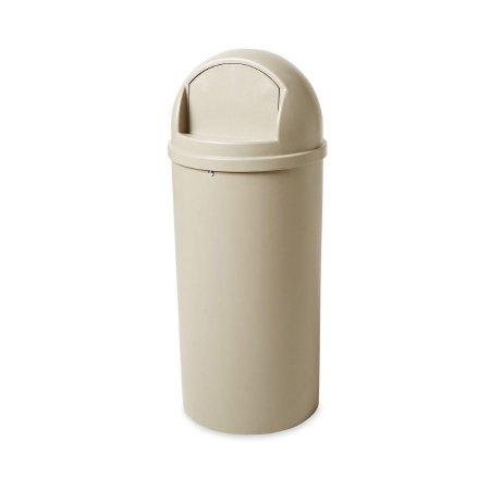 RJ Schinner Co Trash Can Marshal® Classic 15 gal. Round Beige Thermoset Polyester Push Open - Each - FG816088BEIG-EA