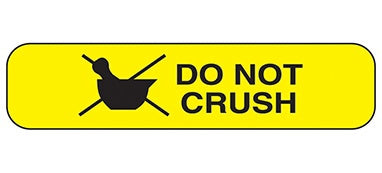Health Care Logistics Pre-Printed Label Indeed Auxiliary Label Yellow Paper Do Not Crush Black Safety and Instructional 3/8 X 1-5/8 Inch - Pack of 1000 - 2102-PK