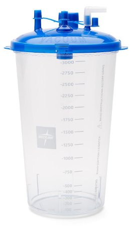 Medline Rigid Suction Canister 3000 mL Sealing Lid - Case of 40 - OR230-CS