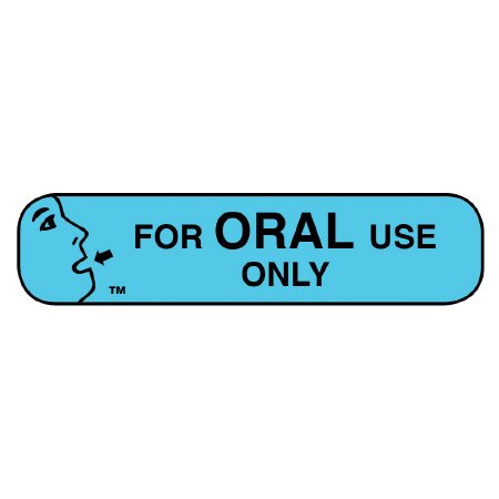 Apothecary Products Pre-Printed Label Apothecary Products® Auxiliary Label Blue Paper FOR ORAL USE ONLY Black Safety and Instructional 3/8 X 1-9/16 Inch - Box of 1000 - 40151-BX