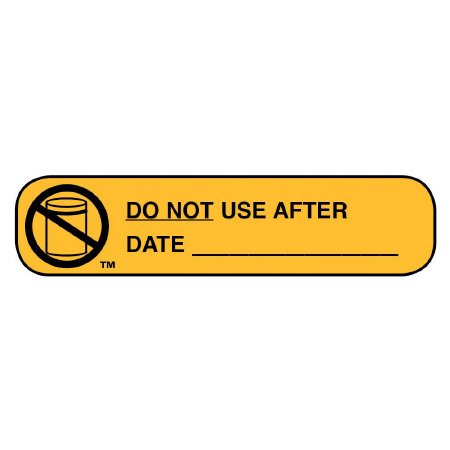 Apothecary Products Pre-Printed Label Apothecary Products® Auxiliary Label Yellow Paper DO NOT USE AFTER/ DATE _____ Black Quality Control Label 3/8 X 1-9/16 Inch - Box of 1000 - 40128-BX