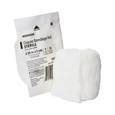 McKesson Fluff Bandage Roll McKesson 2-1/4 Inch X 3 Yard 1 per Pouch Sterile 6-Ply Roll Shape - Roll of 1 - 16-4062-RL