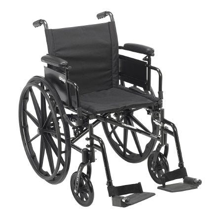 Drive Medical Wheelchair Cruiser X4 Desk Length Arm Swing-Away Footrest Black Upholstery 18 Inch Seat Width Adult 300 lbs. Weight Capacity - Each - CX418ADDA-SF-EA