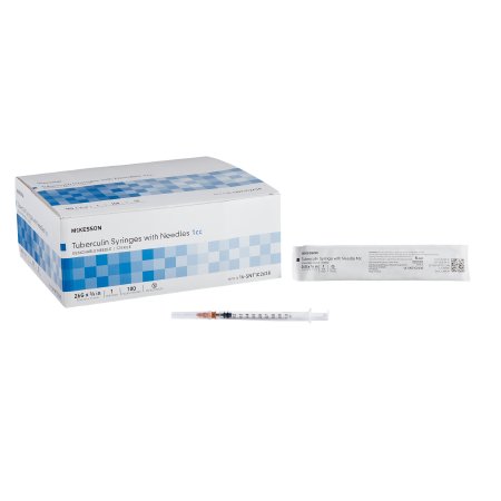McKesson Standard Tuberculin Syringe with Needle McKesson 1 mL 3/8 Inch 26 Gauge NonSafety Thin Wall - Case of 1000 - 16-SNT1C2638-CS