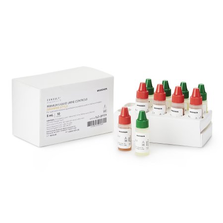 McKesson Urine Chemistry Urinalysis Control McKesson Consult™ Analyte Testing Positive Level / Negative Level 5 Level 1 (Abnormal) 5 mL Bottles, 5 Level 2 (Normal with hCG) 5 mL Bottles - Box of 10 - 163-89119-BX