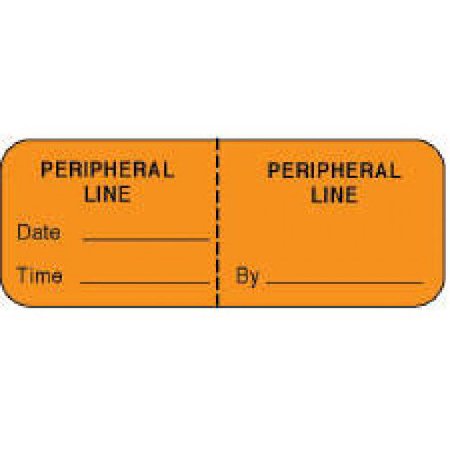 Precision Dynamics Pre-Printed Label Anesthesia Label Orange Paper Peripheral Line Black Syringe Label 3/4 X 2 Inch - Roll of 1000 - 59704676-RL