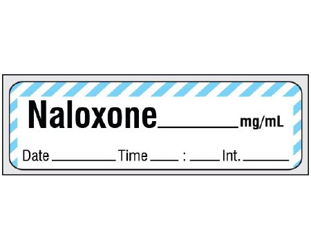 Shamrock Scientific Drug Label Shamrock Anesthesia Label NALOXONE _____ mg / mL / Date _____ Time _____ Int. _____ Blue / White 1/2 X 1 Inch - Roll of 1 - SA-251-DTI-PRE-RL