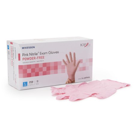 McKesson Exam Glove McKesson Pink Nitrile® Large NonSterile Nitrile Standard Cuff Length Textured Fingertips Pink Not Rated - Case of 2500 - 14-6NPNK6-CS