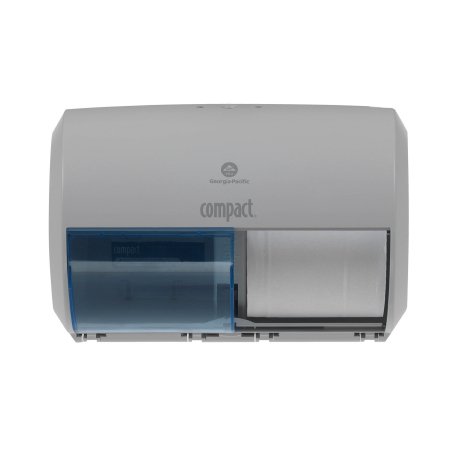 Georgia Pacific Toilet Tissue Dispenser Compact® 2-Roll Side-by-Side Gray / Blue Plastic Manual Double Roll Wall Mount - Each - 56783A-EA