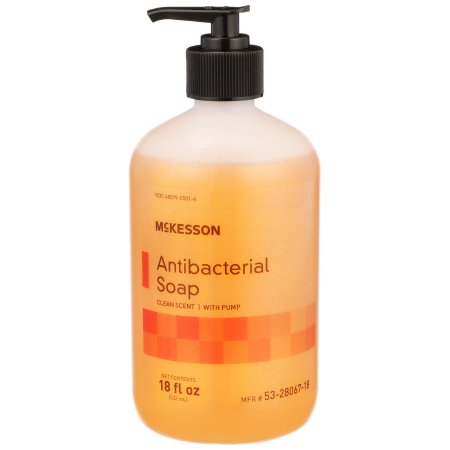McKesson Antibacterial Soap McKesson Liquid 18 oz. Pump Bottle Clean Scent - Case of 12 - 53-28067-18-CS