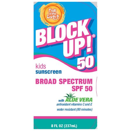 Fruit Of The Earth Inc Sunscreen Block Up! Kids SPF 50 Lotion 8 oz. Bottle - Case of 6 - 28250-CS