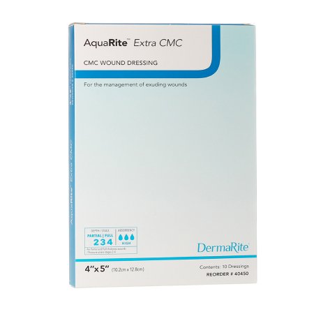 DermaRite Industries Cellulose Dressing AquaRite™ Extra CMC 4 X 5 Inch Rectangle - Box of 10 - 40450-BX