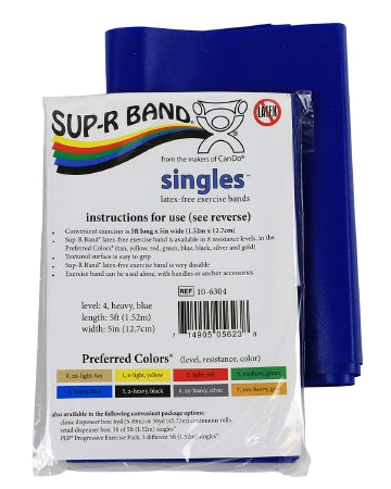 Fabrication Enterprises Exercise Resistance Band CanDo® Blue 5 Inch X 5 Foot Heavy Resistance - Each - 10-6304-EA