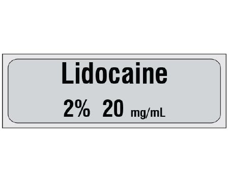 Shamrock Scientific Drug Label Shamrock Anesthesia Label Lidocaine / 2% 20 mg/mL Gray 1/2 X 1 Inch - Roll of 323 - SA-3011-PRE-RL